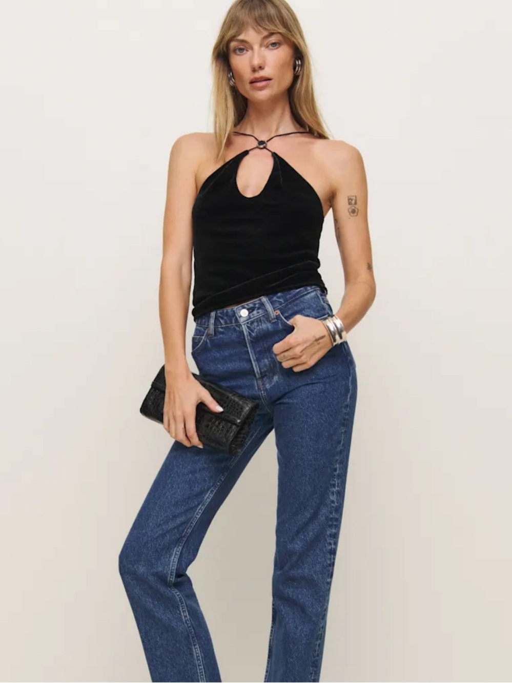 Reformation Rea Velvet Top (Black)